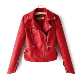 Women's Leather Women Faux Jacket Short Coat S-XL 3color Spring Autumn Clothes Full Lining Long Sleeve Zipper High Quality