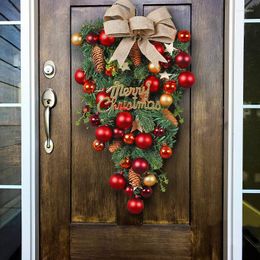 Decorative Flowers Christmas Decoration Wreath Artificial Outdoor Ornament Home Door Garland Pine Cone Maple Xmas Decor