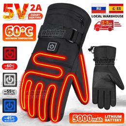 Five Fingers Gloves Winter Heated Men Moto Thermal Electric Heating Motorcycle Touch Screen Battery Powered Riding Ski 230928