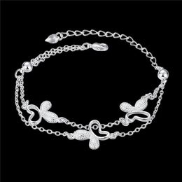 gift Butterfly 925 silver bracelet JSPB409 girl women sterling silver plated Charm Bracelets315D