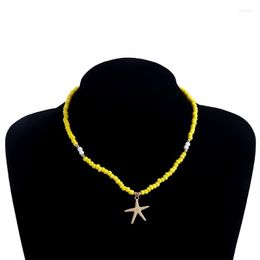 Choker Cute Starfish Pendant Necklace Elegant Collar Handmade Bohemian Beaded Charm Neck Chain Fashion Jewellery