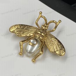 Double Alphabet Bee Pearl Brooch, Vintage brass Designer brooch, Valentine's Day, Christmas, Gift