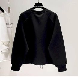 Women Hoodies Design Pocket Pullover girl Short Hem Drawstring Tops Luxery Spring Autumn Trend Pullover Korean Chic New Style Fashion Loose Sweatshirt black