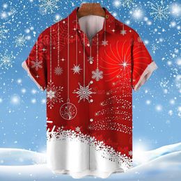 Men's Casual Shirts Hawaiian For Men 3d Christmas Printed Beach Party Male Clothing Loose Oversized Shirt And Blouses Tops