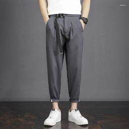 Men's Pants Nine Minutes Solid Colour Thin Ice Silk Summer Drape Loose Casual Streetwear Overalls The Price Of Business