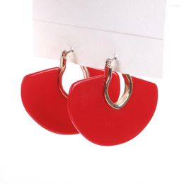 Dangle Earrings FishSheep Trendy Acrylic Red Circular Sector For Women Handmade Geometric Round C Shape Earring Jewellery And Accessories