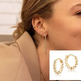 Hoop Earrings 925 Sterling Silver Metal Ball Simple 18K Gold Plated For Women Wedding Fine Jewellery Accessories Party Gifts