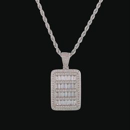 New Bling Cage Dog Tag Necklace & Pendant Men's Hip Hop Jewelry Steel Rope Chain Gold Color Full Cubic Zircon For Gift2483