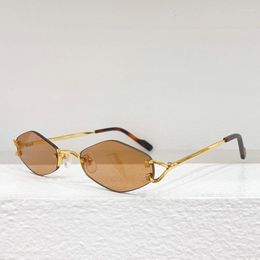 Sunglasses 8100359 Rimless Luxury Women Frameless France Style Cateye Uv400 Pure Titanium Outdoor Fashion Solar Glasses