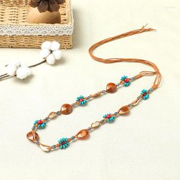 Belts Retro Ethnic Style Handwoven Wax Rope Thin Bohemian Beach Shell Beads String Braided Waist Chain Clothes Accessories