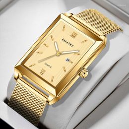 Wristwatches Men's Calendar Date Sport & Leisure Leather Clock Luxury Business Golden Stainless Steel Mesh Band Quartz Man Watches