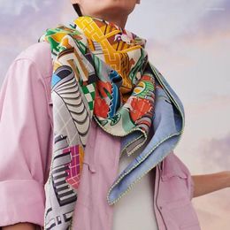 Scarves Winter Warm Cashmere Silk Scarf Designer Luxury Pashmina Shawls For Women Square Rolled Hem Roll Foulards 130CM