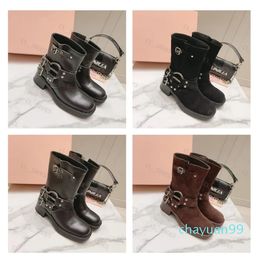 Designer Boots Women Harness Belt Buckled Cowhide Leather Biker Knee Chunky Heel Knight Boots Fashion Motorcycle Booties