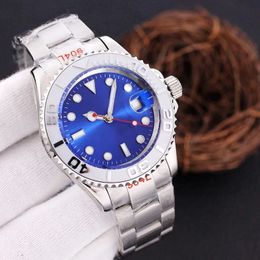 Mens Watchs AAA Quality Designer Blue Dial Watch Yacht Style 40mm Silver Dial Master Automatic Mechanical 904L Stainless Steel Business Wristwatches Montre De Luxe