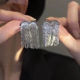 Dangle Earrings MENGJIQIAO Korean Fashion Metal Geometric Tassel Drop For Women Girls Bling Chain Long Earring Oorbellen Jewellery Gifts