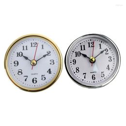 Table Clocks C90D Mini Clock Insert 2-1/2Inch 65mm Round Movement White Face Golden/Silver Tone Arabic Numerals Head