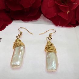 Dangle Earrings Trenady Unique Party Handmade Copper Wire Baroque Pearl Pendant For Women Daily Elegant Jewellery