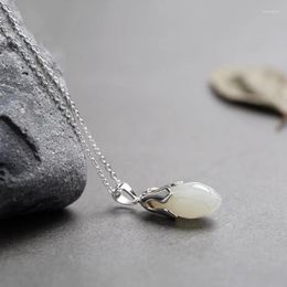 Chains Natural An White Magnolia Flower Pendant Simple Fashion 925 Silver Necklace For Women Fresh Clavicle Chain Jewellery Gift