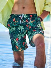 Men's Shorts Beachwear Quick Drying Baggy Male Swimwear Jogger Plants Flowers