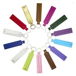 Keychains Wholesales 100p Key Chain Ring Mixed Color PU Leather With8mm SmallBelt Through 8mm Slide Charms Letters Numbers Women Kids Gift