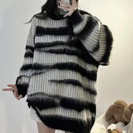 Men's Sweaters Women Long Sleeve Sweater Thick Winter Cosy Unisex Striped Warmth For Couples Oversized Pullover