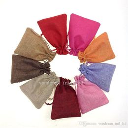 13 18cm Linen Fabric Drawstring bag candy Jewellery Gift Pouch package sack bags Gift hessian bags burlap mobile power sack bags who245Z