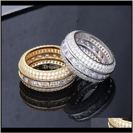 Band Drop Delivery 2021 Hip Hop Jewellery Fashion Men Women Exquisite Rhodium 18K Gold Plated Luxury Bling Zircon Cluster Rings Fqxd251O