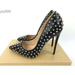loubutinly christians red bottomed Fashion Wedding Shoes High Heels Rivets Patent Leather Heeled Women High Heels Dress shoes Evening shoes 12 10 8cm size 34-42 ZZ6V