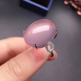 Cluster Rings Fashion Hyperbole Gemstone Ring For Daily Wear 15 20mm NaturalRose Quatz Solid 925 Silver Rose Quartz Jewelry Big