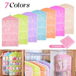 Storage Bags 16 Pockets Wardrobe Clear Hanging Bag Socks Bra Underwear Stationery Rack Hanger Saving Space Tidy Organizer