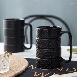 Mugs 2023 350ml Creative Tire Ceramic Mug Large Capacity Porcelain Coffee Milk Tea Black Cups Novelty Gifts Wrench