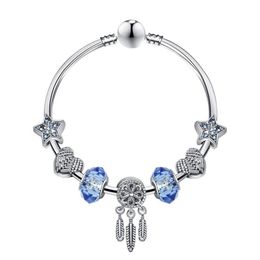 Charms fit for Bracelets Blue Star Beads Dream Catcher Dangle Pendant Bangle love Bead Diy Wedding Jewelry Accessories257b