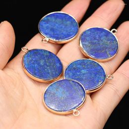 Pendant Necklaces Natural Stone Round Shape Lapis Lazuli Charms Pendants For DIY Jewellery Making Fit Nacklace Earring Women Gift Size 22x22mm