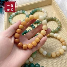 Charm Bracelets Natural Weathered Bodhi Roots Old Bucket Beads Around Fingers Hand Strings Wen Play White Jade Buddha And