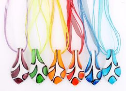 Pendant Necklaces Wholesale Womens 6pcs Handmade Murano Lampwork Glass Mixed Colour Drop Pendants Silk Cord