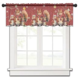 Curtain Christmas Snowflake Squirrel Small Window Tulle Sheer Short Bedroom Living Room Home Decor Voile Drapes