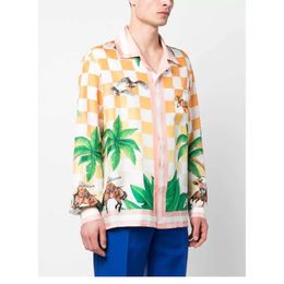 CASABLANCA Club Castle Plaid Shirt Print Loose Designer Button Up Silk Shirt