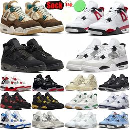 Top classic casual shoes Men design designer Pine 4s basketball shoes black cat canvas shoes Thunder red cement board men walking game outdoor sneakers shoes