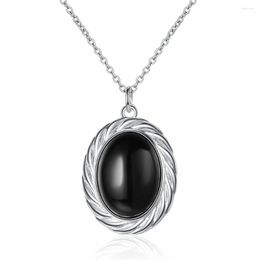 Pendant Necklaces Unique Oval Natural Black Onyx Necklace With Classic Elements And Exclusive Design Clavicle Chain