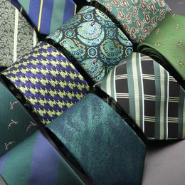 Bow Ties Design Wedding Men Tie Green Solid Striped Paisley Flower Neckties Business Drop Groom Collar Accessories Gift