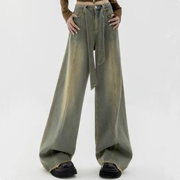 Women's Jeans Y2K Women Vintage Streetwear Korean Baggy Cargo Retro Straight Parachute Pants Loose Denim Wide Leg Trousers 90S Clothing