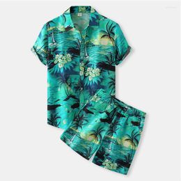 Men's Tracksuits Luxury Print Hawaiian Shirt And Short 2 Piece Vacation Outfits Sets Casual Button Down Beach Floral Suits