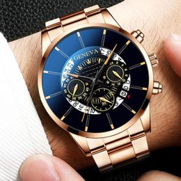 Wristwatches Fashion Cool Unique Digital Literal Multi Layer Dial Men Quartz Mesh Belt Watch Stainless Steel Strap Time Zone