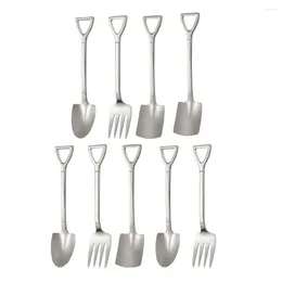 Dinnerware Sets 9 Pcs Stainless Steel Dessert Spoon Home Spoons Pointed Drink Whisk Forks Shape Espresso Coffee Stirrer Stirring Buffet Tea