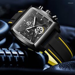 Wristwatches Fashion Men's Watch Simple Large Dial Sports Waterproof Wristwatch Business Leisure Multi-functional Luminous Silicone Clock