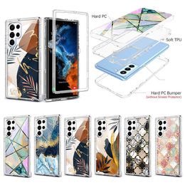 Heavy Duty Three Layer Defender Phone Case For Samsung Galaxy S23 S20 S21 FE S22 Ultra Full Rugged Shockproof Protective Hard Marble Cases Fit Note 20 Ultra Note 10 9