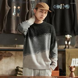 Men's Sweaters And Winter Autumn Gradient Black White Sweater Ins Trendy Loose Round Neck Jacket