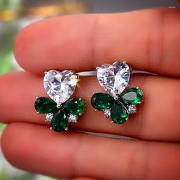 Stud Earrings Trendy Flowers For Women Brilliant Bridal Engagement Wedding Jewellery Elegant Female Dangle Fine Gift