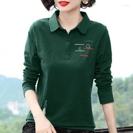 Women's Polos Vintage Fashion Women Polo Shirts Spring Autumn Korean Female Clothing Tees Cotton Long Sleeve Loose Pullover Casual Tops