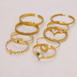Bangle Knitting Stainless Steel Bracelet For Women Gold Plated Bangles 2023 Trend Luxury Femme Charm Jewellery Pulseras